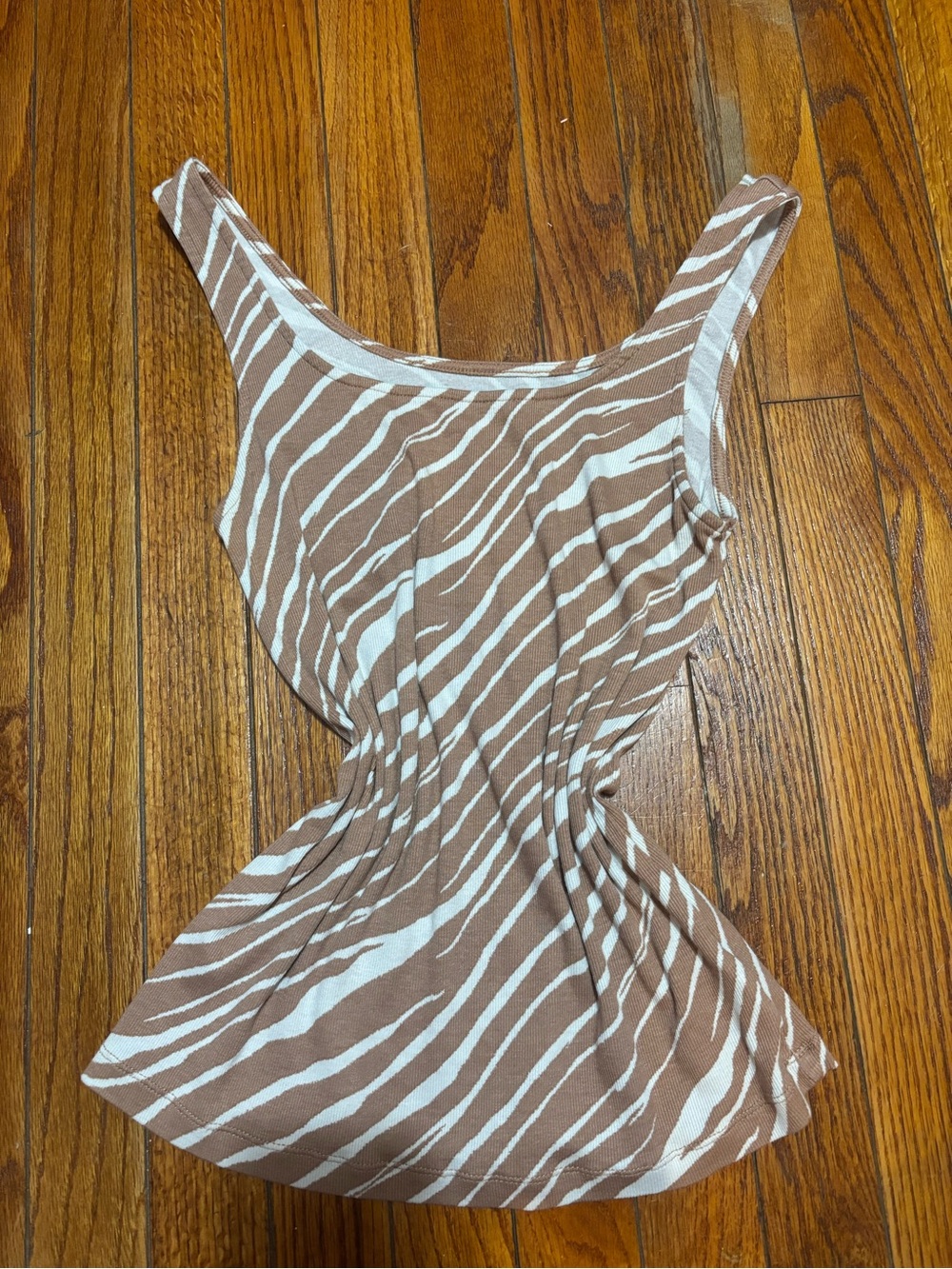 a new day Brown & White Zebra Print Scoop Tank